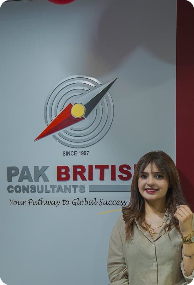 A counsellor at the Pak British Consultants reception